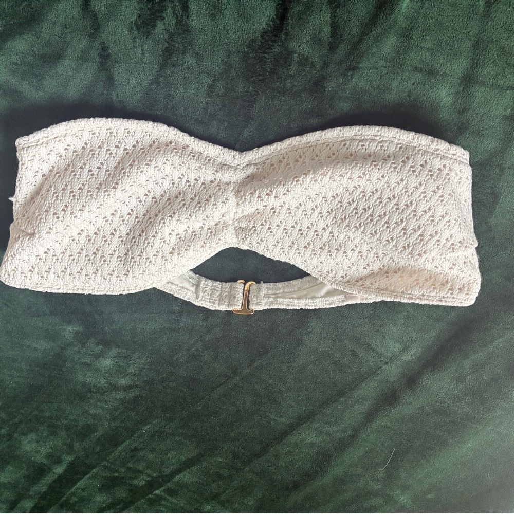 White Textured Bandeau Top